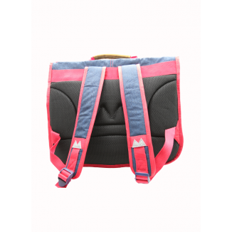 Cartable Poids plume avec motif fleuri, de couleur bleu vue de face.