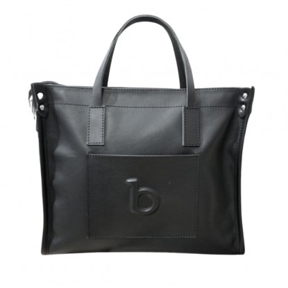 Sac en cuir de vachette Berthille taille S vue de face avec logo B