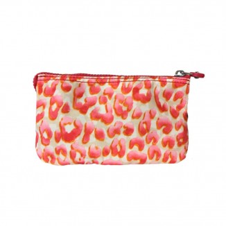 Pochette Kipling de couleur rose avec motifs léopard vue de face