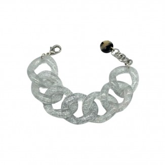 Bracelet Francine Bramli de couleur argenté et pailleté vue de face avec un fond blanc