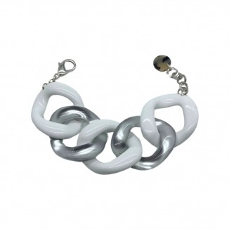 BRACELET MAILLON FRANCINE BRAMLI BLANC ET ARGENTÉ