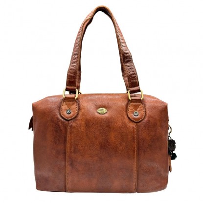 Sac lili PETROL Cognac vue de face avec un fond blanc