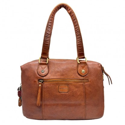 Sac lili PETROL Cognac vue de derrière avec un fond blanc