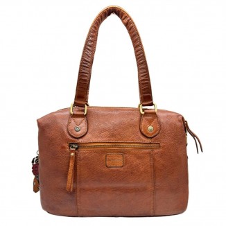 Sac lili PETROL Cognac vue de derrière avec un fond blanc