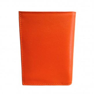 Portefeuille FRANDI de couleur orange vue de derrière avec un fond blanc