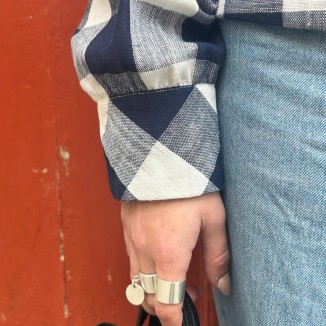 manche veste à carreaux bleu Numph