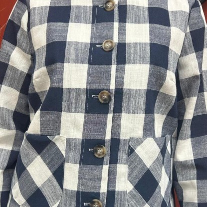 Veste a carreaux bleu numph vue de face