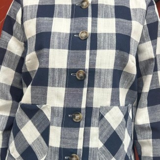 Veste a carreaux bleu numph vue de face