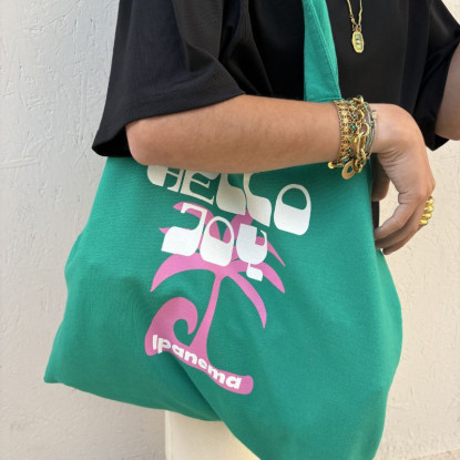 tote bag vert rio my hello joy vu de face