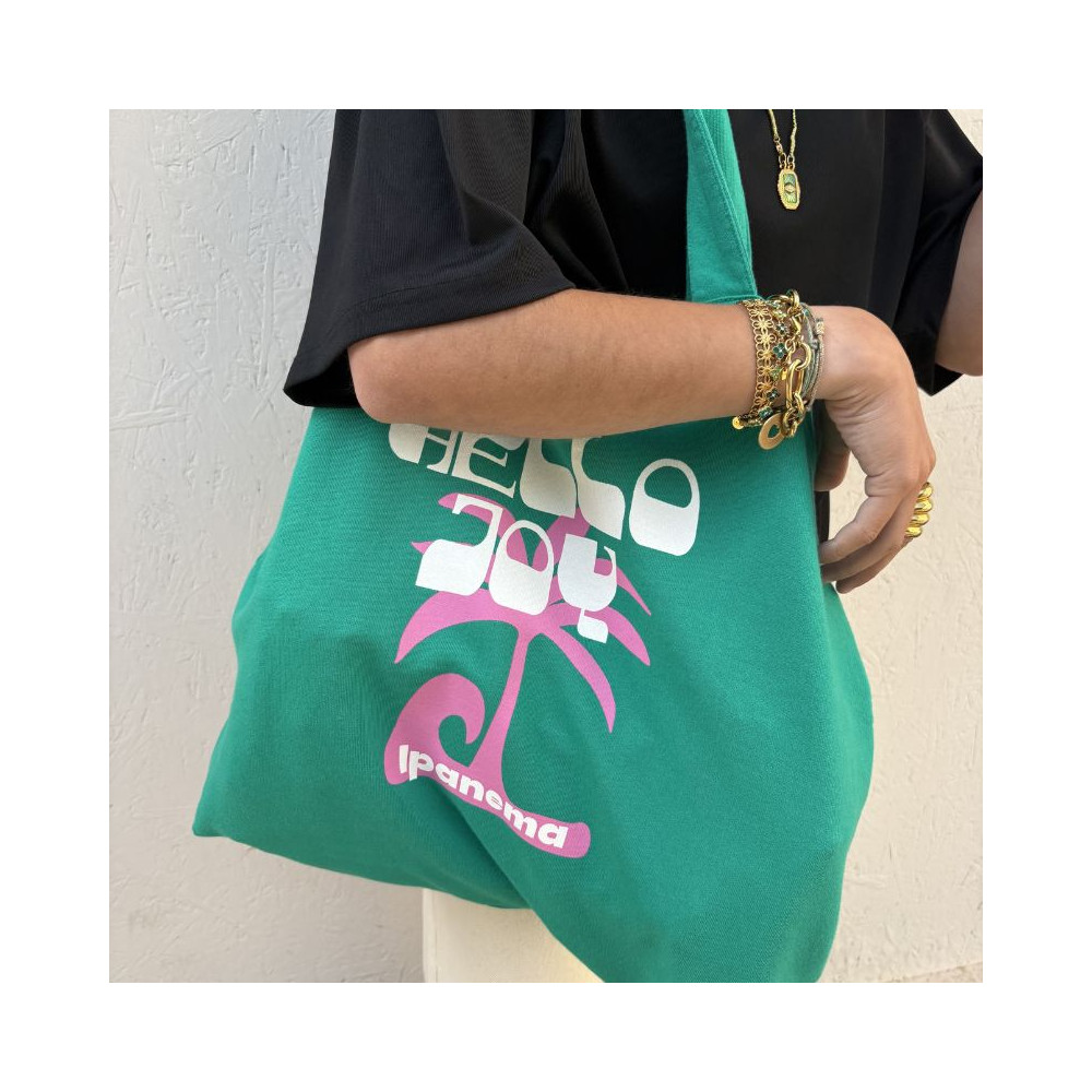 tote bag vert rio my hello joy vu de face