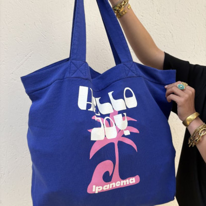 tote bag bleu électrique rio my hello joy vu de face