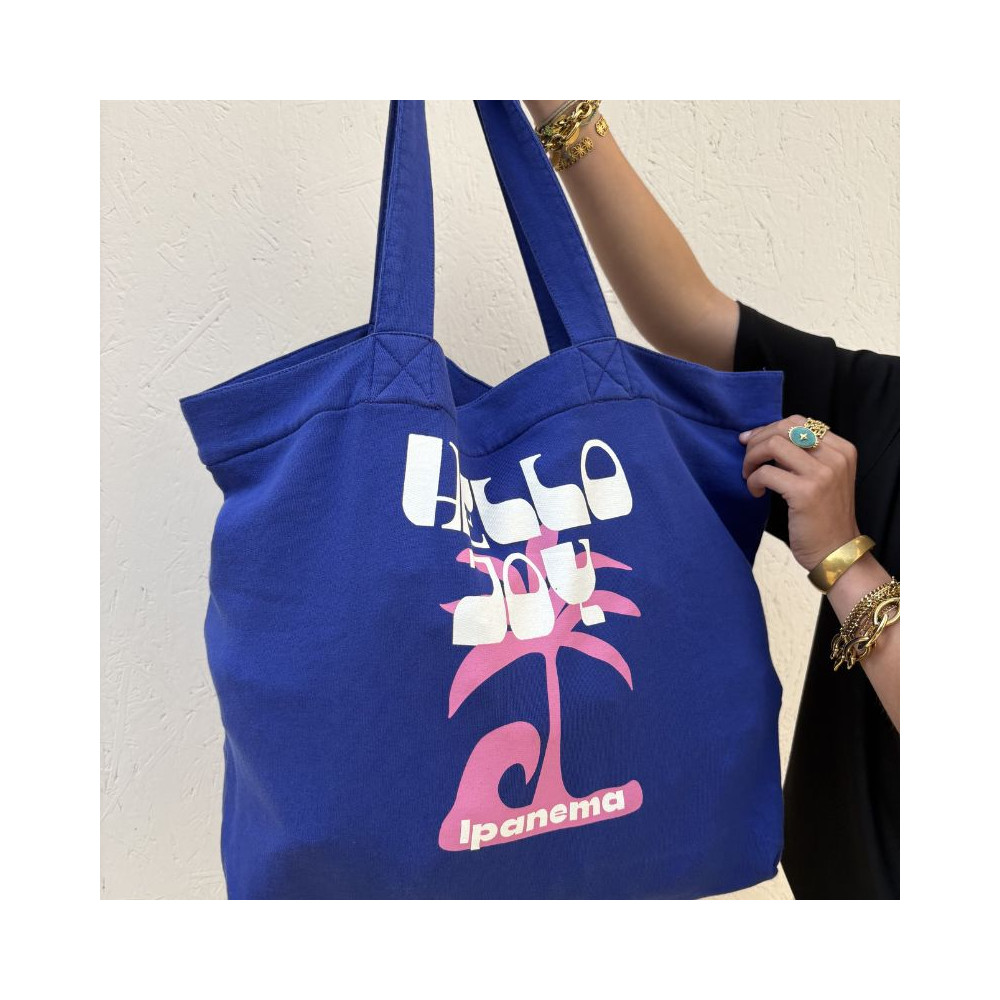 tote bag bleu électrique rio my hello joy vu de face