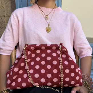 Pochette en toile a petit dos rose et rouge