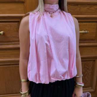 blouse nœud dans le dos rose