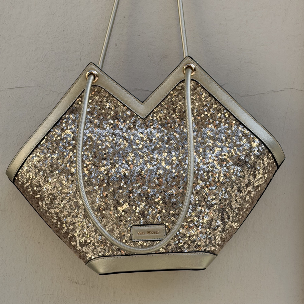 sac Mac Alyster couleur or a sequins vu de face