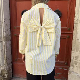 Blouse a rayures avec noeud dans le dos jaune