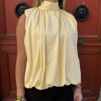 Blouse manche courte jaune Noeud