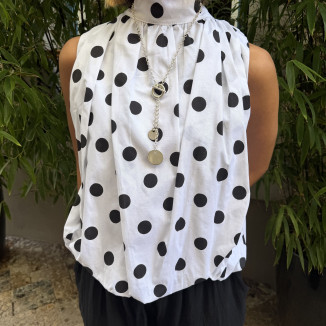 Blouse a Noeud dans le dos à pois