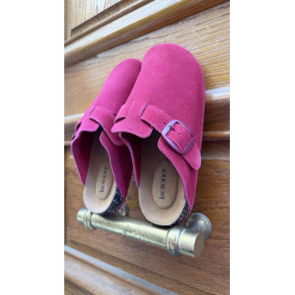 Mules Isotoner rose framboise cuir