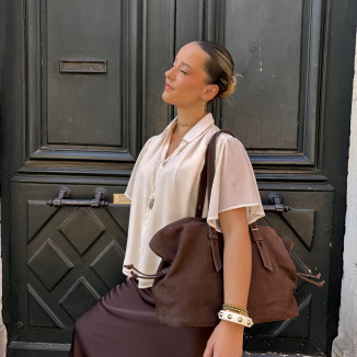Sac cabas ETRIER cavalier Nubuck chocolat