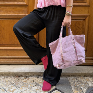sac vanessa bruno rose en lin vu de face