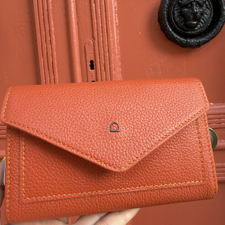 porte monnaie orange en cuir MADRAS