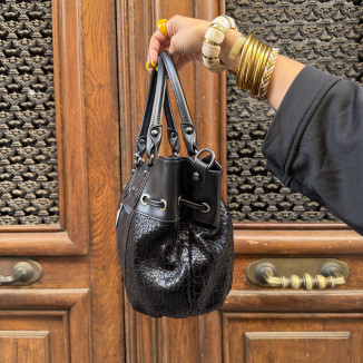 Sac à main style bourse Arthur & Aston en toile vu de coté