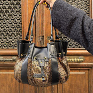Sac à main Arthur & Aston en toile Doré de face