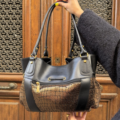 Sac à main Arthur & Aston en toile Doré de dos